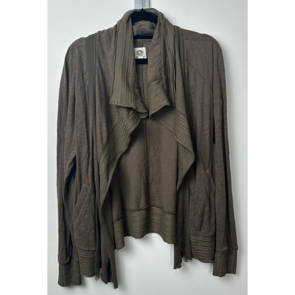 Tiny Anthropologie S Stratigraphy Open-front Waterfall Cardigan Olive Women A40